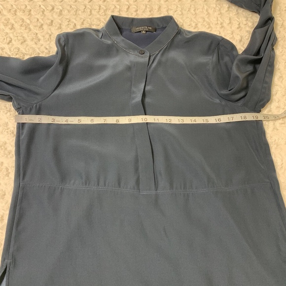 Lafayette 148 Long Sleeve Half Button Beaded Collar Silk Popover Blouse Sz M - Picture 15 of 16